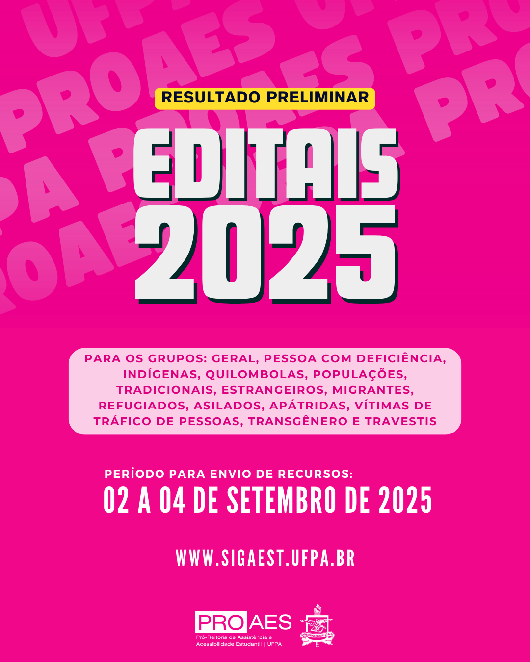 UFPA divulga resultado preliminar dos editais de auxílios financeiros e vagas na Casa de Estudantes do Campus Belém